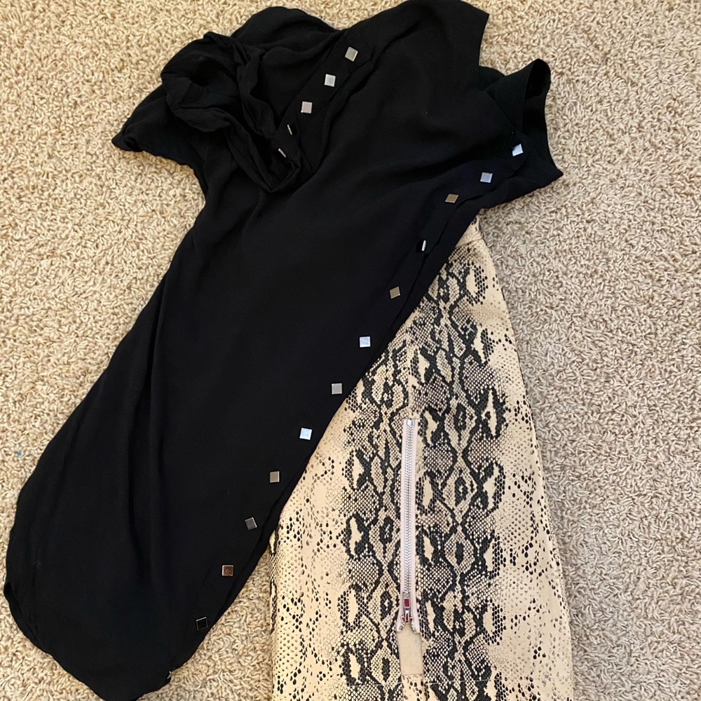 Black Top with Studded Button Detailing Down Back
